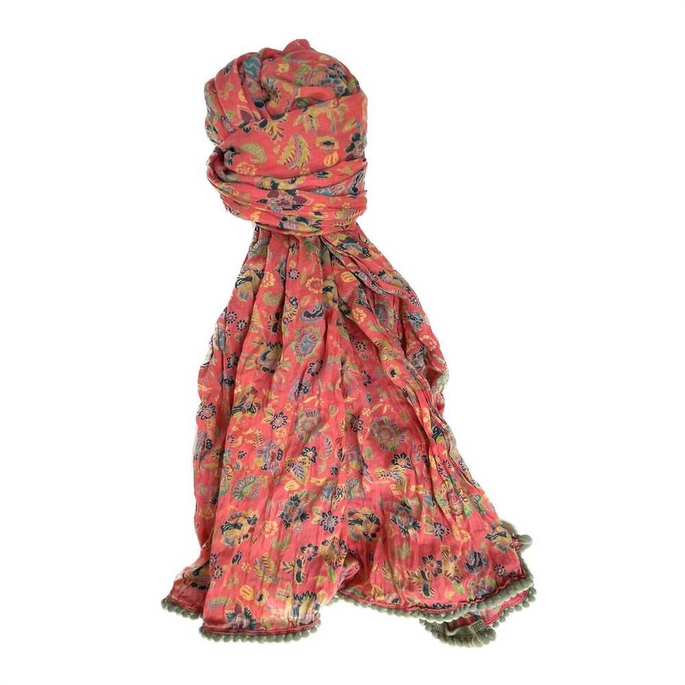 NEW LITTLE JOURNEYS CHICAGO crinkled cotton scarf in magnolia salmon